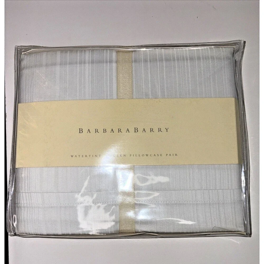 Barbara Barry Watertint Blue Wave Queen Pillow Cases 310 Thread Count NWT $87.50